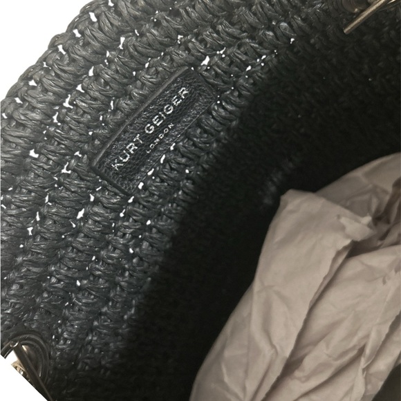 Kurt Geiger Chelsea raffia Tote Bag with matted gun metal strap - Picture 6 of 12